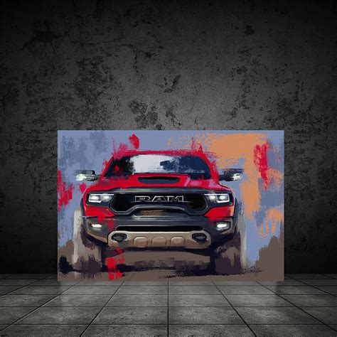 Truck Canvas Painting, RAM Truck Art Print, RAM TRX Automotive Painting ...