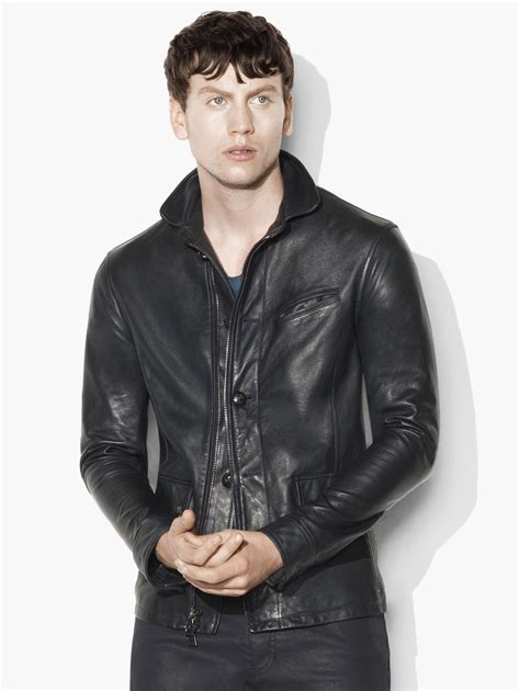 Lyst - John Varvatos Skull Button Leather Jacket in Blue for Men