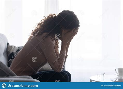 Upset Young Woman Feel Lonely Crying at Home Stock Image - Image of ...