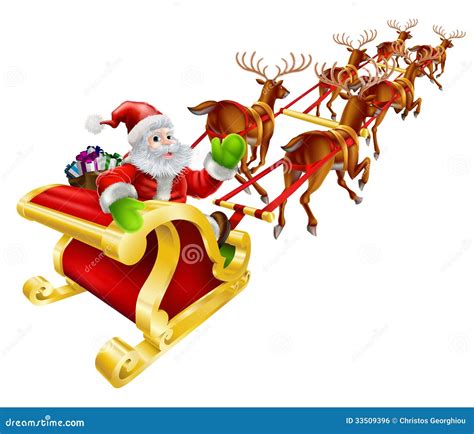 Christmas Santa Claus Flying In Sleigh Stock Vector - Illustration of ...