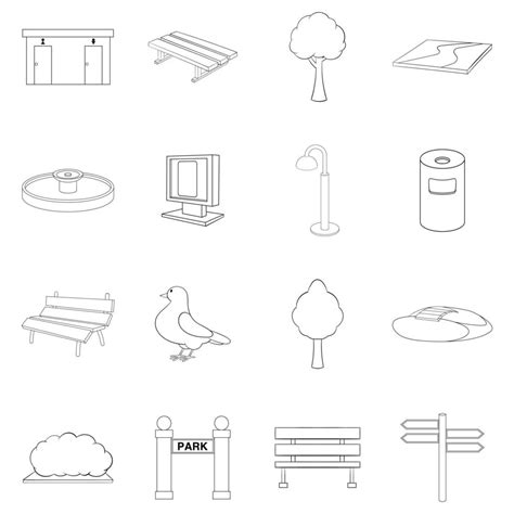 Park icon set outline 8823110 Vector Art at Vecteezy