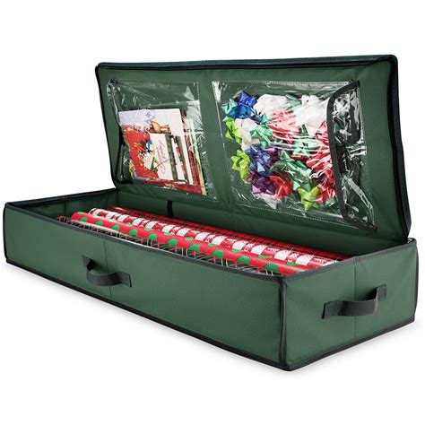 Zober Christmas Wrapping Paper Storage Box With Inside Pockets, 600D ...