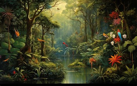 Premium AI Image | A Thriving Tropical Rainforest Ecosystem. Generative AI