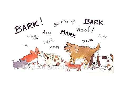 Dog Greeting Card Funny Barking Dogs Watercolor by tylersworkshop