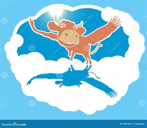 Flying cow stock vector. Illustration of tear, rush, cumulus - 7631071