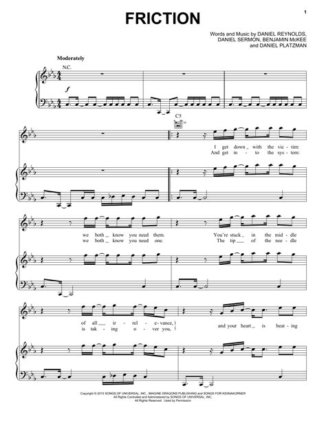 Imagine Dragons "Friction" Sheet Music Notes, Chords | Piano, Vocal ...