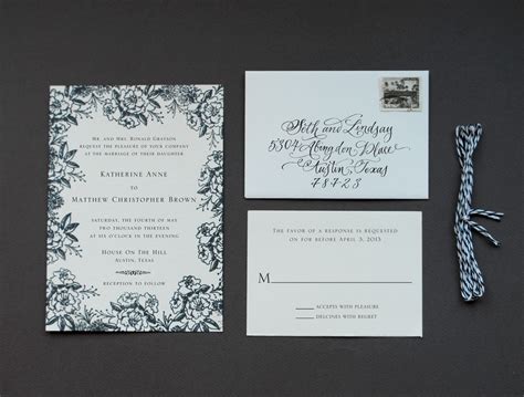 DIY Rubber Stamp Floral Wedding Invitations