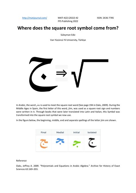 (PDF) Where does the square root symbol come from?