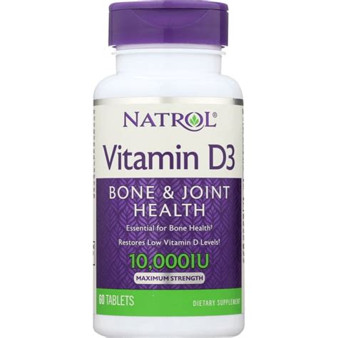 Natrol - Vitamin D3 Maximum Strength for Bone & Joint Health 10000 IU - 60 Tablets - Walmart.com ...