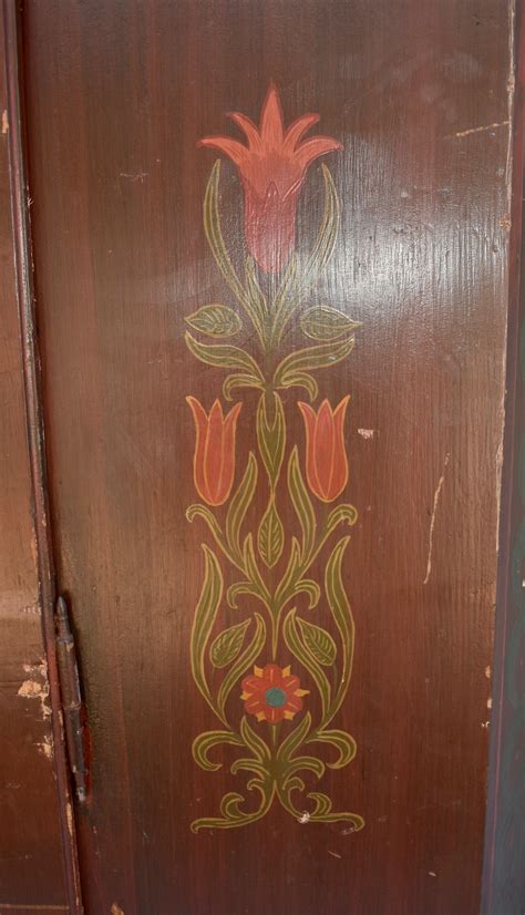 Pine Folk Art Painted Wardrobe For Sale at 1stDibs | painted pine wardrobe, pine painted ...