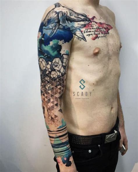 Watercolor tattoo - Creative abstract watercolor sleeve by Scady Alyona ...