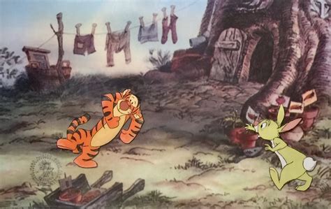 Original Walt Disney Production Animation Cel of Tigger and Rabbit from Winnie The Pooh