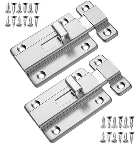 Buy Door Bolts, 2 Pieces Stainless Steel Latch Sliding Door Lock, Surface ed Slide Bolt for All ...