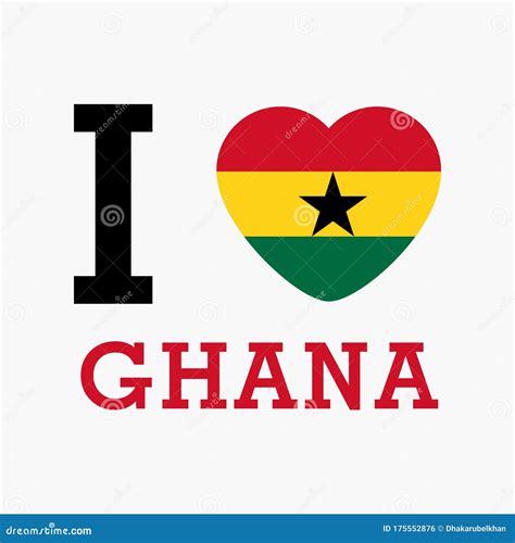 I Love Ghana with Heart Flag Shape Vector Stock Vector - Illustration ...