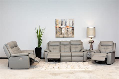 Sophia 3 Seater Electric Recliner Sofa in grey leather - Allans Furniture & Flooring Warehouse