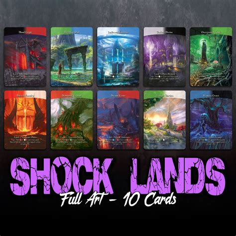 Set of 10 Full Art Shock Lands custom Cards Alternate Art - Etsy