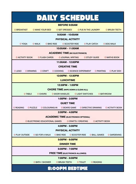 Daily Schedule for Families Staying Home | Activity Planner for Kids - Play & Go AdelaidePlay ...