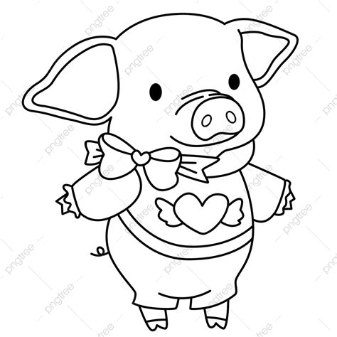 Cute Little Pig Hand Painted Simple Strokes, Pig Drawing, Hand Drawing, Piglet PNG Transparent ...