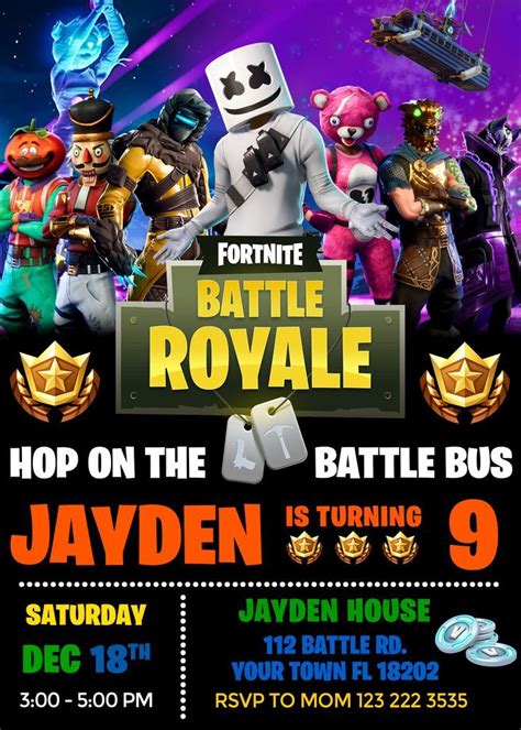 Fortnite Battle Royale Birthday Invitation, great price 6.00$ | Boy ...