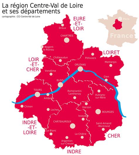 Carte du Centre-Val de Loire - Centre-Val de Loire carte des villes ...