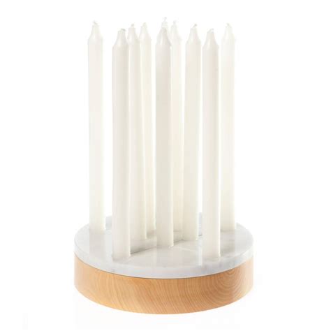 Cornelius Candleholder, Solitary Game and Centerpiece in White Marble and Wood For Sale at 1stDibs