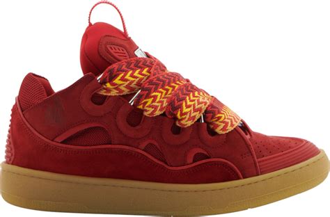 Lanvin Red Suede 'Curb' Sneakers | INC STYLE