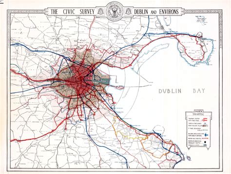 1922 map of Dublins tram and other public transport routes. : ireland