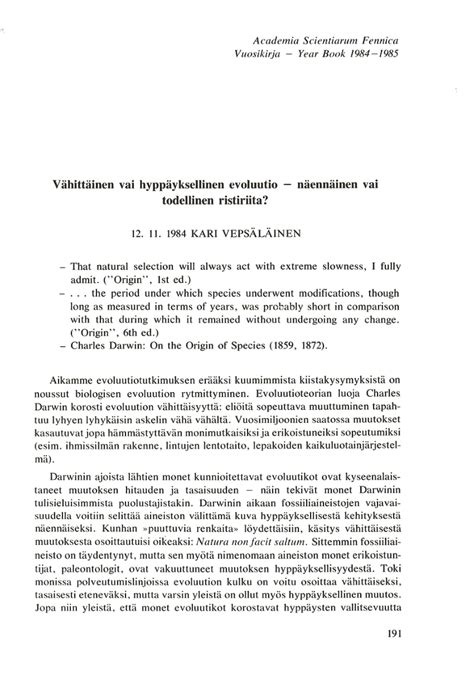 (PDF) Gradualistic or punctualistic evolution – one or both? (in Finnish with English summary)