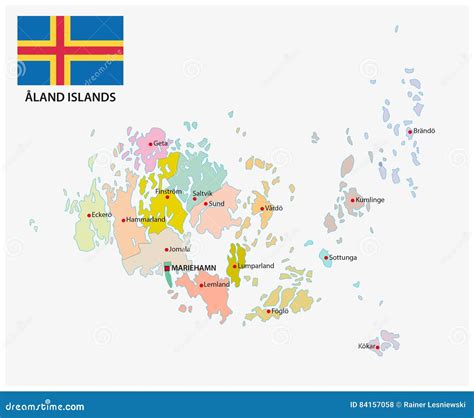 Aland Islands Administrative And Political Map With Flag Vector ...