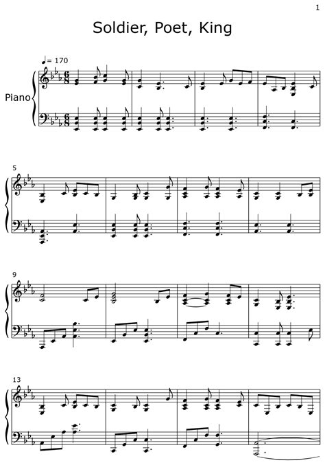 Soldier, Poet, King - Sheet music for Piano