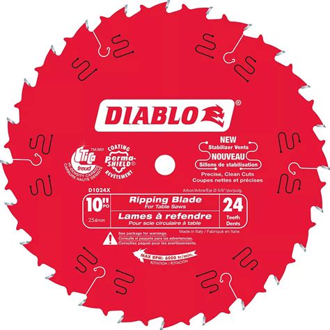 Diablo 10-inch x 24 Tooth Carbide Tipped Ripping Table Saw Blade for ...