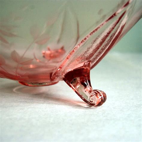 Pink Depression Glass Floral Etch Footed Bowl, by Lancaste… | Flickr