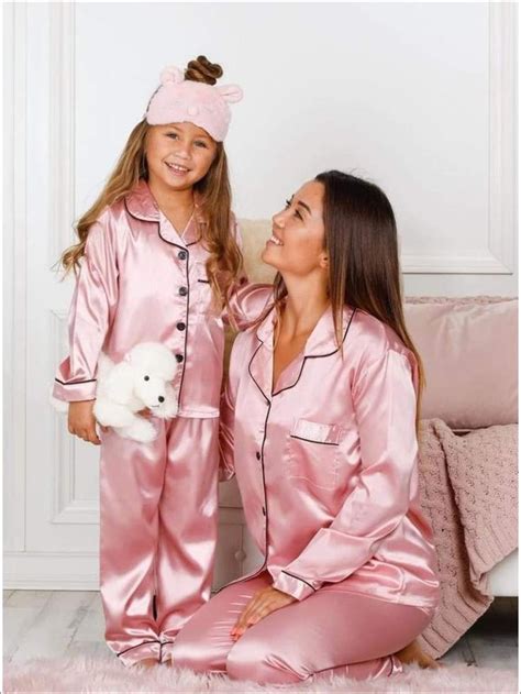 Mommy & Me Silk Long Sleeve Pajama Set | Silk pajamas, Pajama set, Long ...