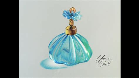 drawing A perfume bottle - Prismacolor pencils - YouTube