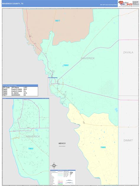 Maverick County, TX Wall Map Color Cast Style by MarketMAPS