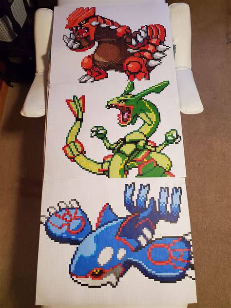 Hoenn legendary trio pixel art I did over the weekend : r/pokemon