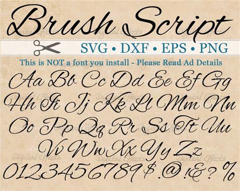 BRUSH SCRIPT Calligraphy Font Monogram Svg Dxf Eps Png | Etsy