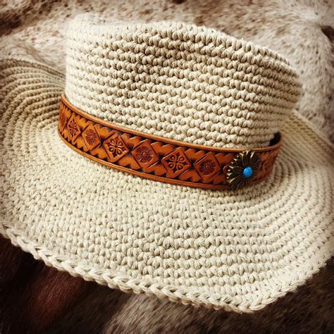 Tooled Leather Hat Band Leather Hat Band Custom Hat Band - Etsy