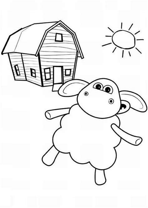 Timmy Playing at Barn on Sunny Day in Timmy Time Coloring Page | Coloring Sky