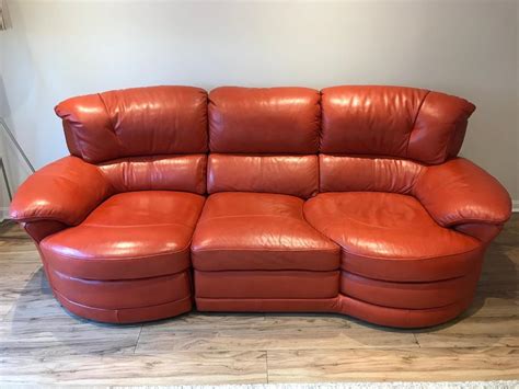 Burnt Orange Leather 3 + 2 Seater Sofa Suite | in Larkhall, South Lanarkshire | Gumtree