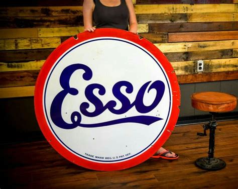 Original 42" Porcelain Esso Sign Vintage Tins, Tin Signs, Advertising ...