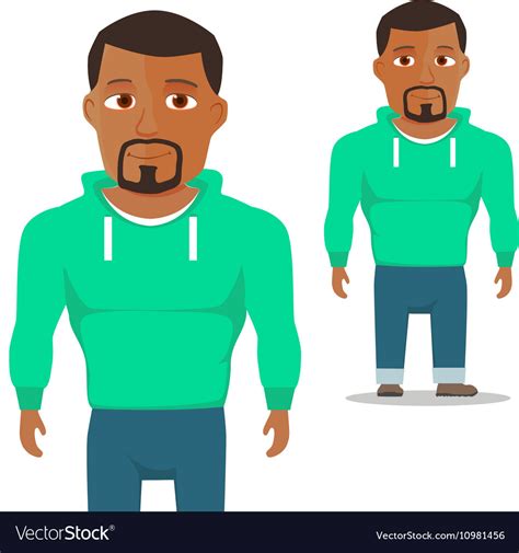 Black man in green hoody cartoon character Vector Image