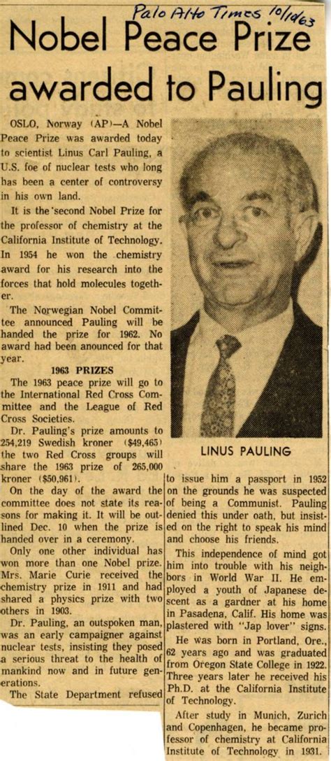 Linus Pauling Nobel Prize