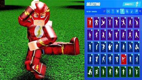 🔥 ROBLOX THE FLASH Skin Showcase With All Fortnite Dances & Emotes ...