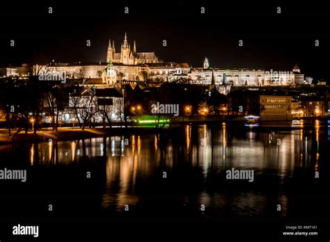 Prague Castle, Czech Republic. A night view of the beautiful city Stock ...