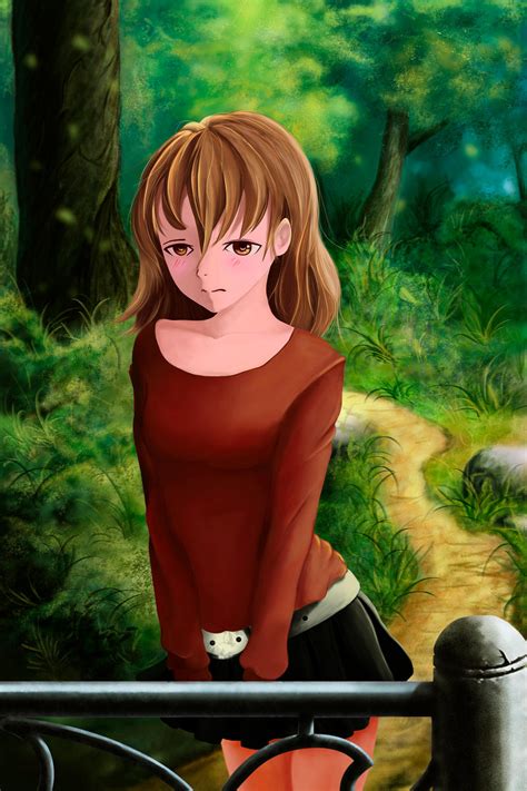 Anime girl in forest by Klowreed on DeviantArt