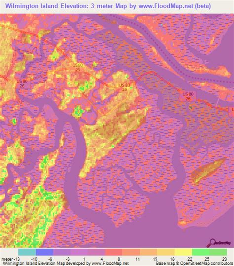 Elevation of Wilmington Island,US Elevation Map, Topography, Contour