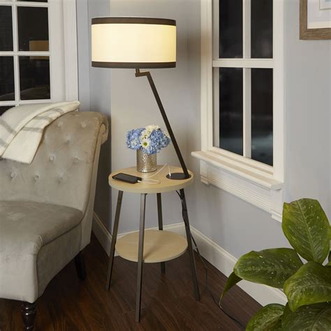 Aiden Side Table Floor Lamp with USB Port | Floor lamp table, Floor lamp, Mid century chair styles