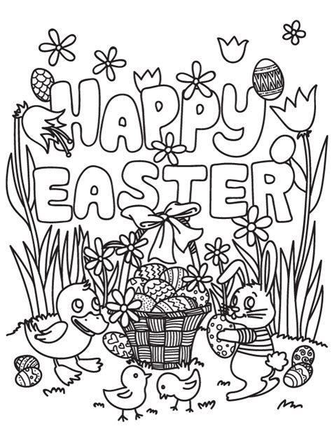 Printable Happy Easter Coloring Page