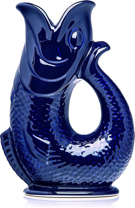 The Bubble Jug® Dark Cobalt Blue 1.5L Litre Extra Large Glug Jug - Fish Shaped Jug - Decorative ...